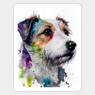 Watercolor Jack Russell Terrier with Rainbow Colors Magnet